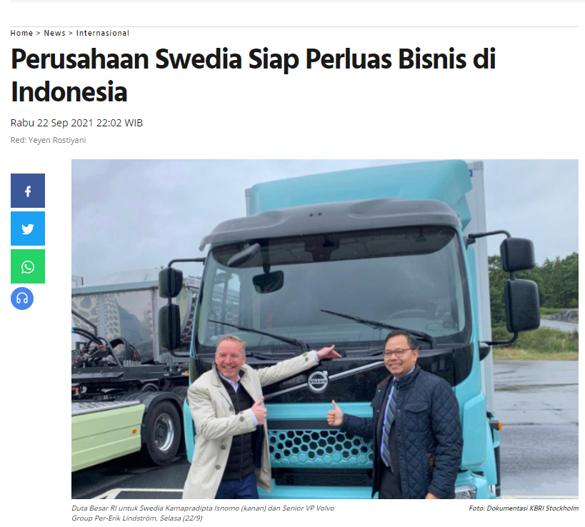 Gothenburg’s mobility solutions attract the Embassy of Indonesia